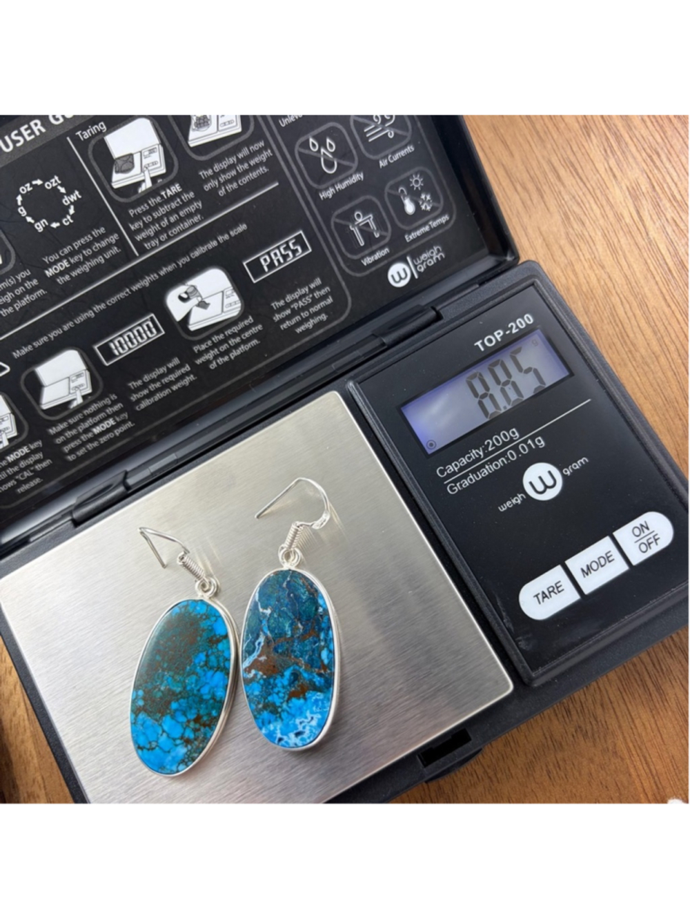 Jewelry Set Lot BIG Turquoise Ring Size 8 Earrings Bracelets New 925 Sterling - Picture 10 of 11